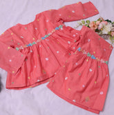 Peach floral sharara
